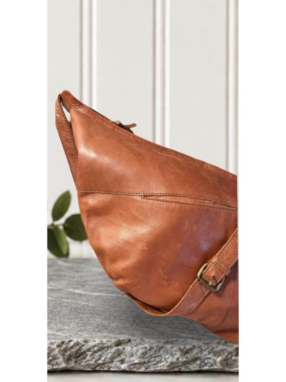 Ashwood Genuine Leather Crescent Moon Hobo Bag Purse Cognac Brown Slouchy - Picture 2 of 11